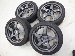 S 送料無料 エンケイ PF05 17 5H114.3 8J+35 22年製 グッドイヤー 215/45R17 シルビア チェイサー インテグラ スカイライン アクセラ ENKEI