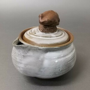Zb62). bin unused . white glaze Ono wide person inspection : small teapot Bizen . Yakishime . tea utensils . tea utensils small teapot 