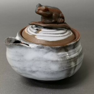 Zb72). bin unused . white glaze Ono wide person inspection : small teapot Bizen . Yakishime . tea utensils . tea utensils small teapot 