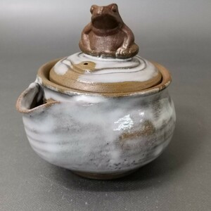Zc24). bin unused . white glaze Ono wide person inspection : small teapot Bizen . Yakishime . tea utensils . tea utensils small teapot 