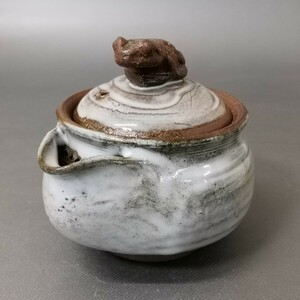 Zc25). bin unused . white glaze Ono wide person inspection : small teapot Bizen . Yakishime . tea utensils . tea utensils small teapot 