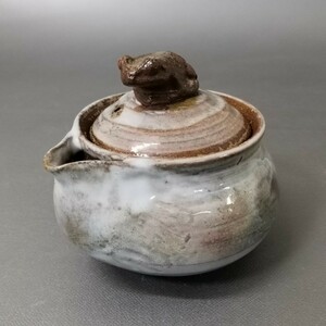 Zc27). bin unused . white glaze Ono wide person inspection : small teapot Bizen . Yakishime . tea utensils . tea utensils small teapot 