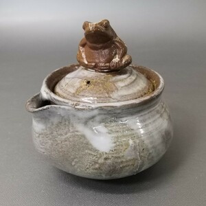 Zc50). bin unused . white glaze Ono wide person inspection : small teapot Bizen . Yakishime . tea utensils . tea utensils small teapot 