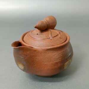 Ze27). bin unused Ono wide person inspection : small teapot Bizen . Yakishime . tea utensils . tea utensils small teapot 
