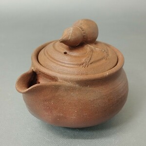 Ze34). bin unused Ono wide person inspection : small teapot Bizen . Yakishime . tea utensils . tea utensils small teapot 