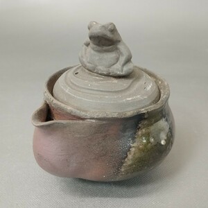 Ze74). bin unused Ono wide person inspection : small teapot Bizen . Yakishime . tea utensils . tea utensils small teapot 