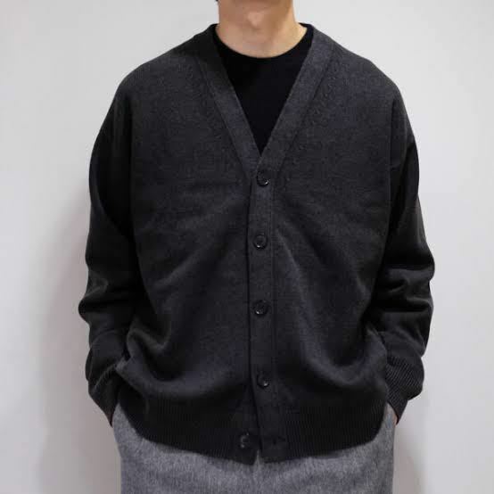 auralee FRENCH MERINO STONE WASHED KNIT CARDIGAN lechoppe ink black ウールニットカーディガン