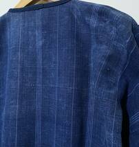 ● ヴィンテージ グアテマラ 刺繍 民族衣装 インディゴ 長袖 プルオーバー 藍染 エスニック 花 フラワー スリット ブラウス ゆったり_画像8