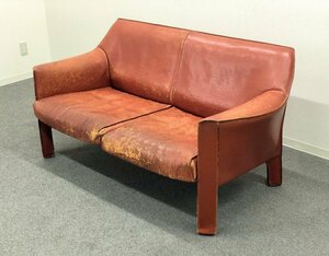 ■Cassina/カッシーナ■415 CAB/キャブ トープ 2Pソファ 赤茶 革 レザー 定価約231万★埼玉発送★