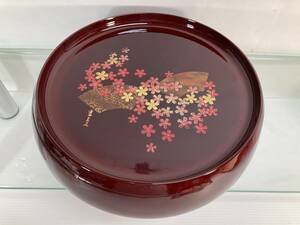 市田ひろみ　和歌山漆器　花柄　盆蓋付き菓子入れ　桜柄　盆　菓子器　