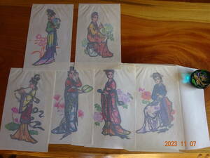 PAPER-CUTS　中国剪紙　切り絵　女性６点　送料無料