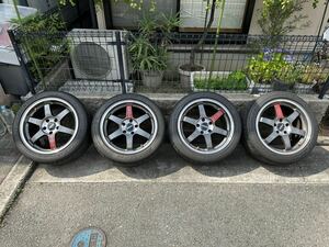 廃盤サイズ！美品！レイズ RAYS VOLKRACING TE37SL 17インチ 9.5J +35 114.3 5H 4本通し 255 40 17 DIREZZA Z3 バリ溝付き！rx-7にて使用