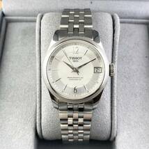 【1円箱付】TISSOT ティソ 腕時計 メンズ AT 自動巻 パワーマティック80 クロノメーター ホワイトシェル文字盤 裏スケ デイト 可動品_画像7