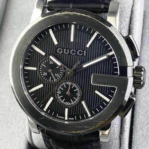 【1円〜】GUCCI グッチ 腕時計 メンズ 101.2 G-TIMELESS Gタイムレス クロノグラフ ブラック文字盤 Gフェイス 可動品