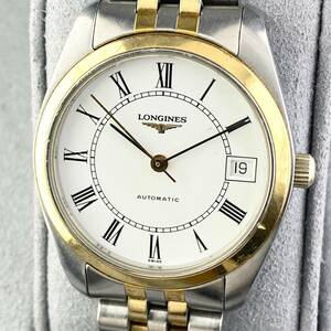 【1円〜】LONGINES ロンジン 腕時計 メンズ AT 自動巻 L7.632.3 ホワイト文字盤 ゴールド ラウンドフェイス ローマン デイト 正規品