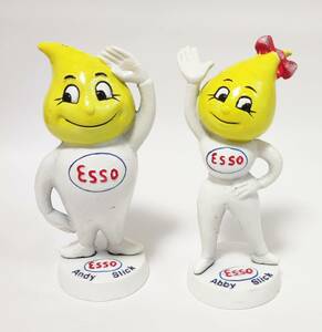 ESSO　貯金箱　2体セット　フィギュア　ボーイ&ガール　雑貨　ビンテージ　ビッグ　バンク オイル ガレージ エッソ 人形　レトロ　陶器