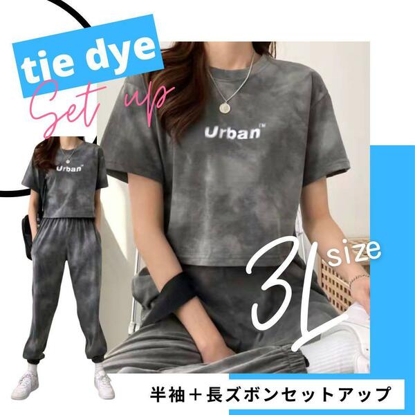 セットアップ 大きいサイズ ルームウェア Tシャツ 長ズボン 韓国 3L