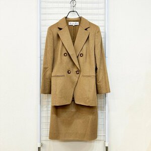 Christian Dior クリスチャン ディオール キャメル セットアップ スカート X ジャケット レディース ダブル スーツ Hs11-93