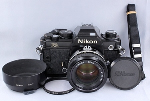 シャッター・露出計動作確認済み Nikon FA Black　Ai Nikkor 50mm 1:1.4 金属フード等純正付属品 画像多数掲載 ジャンクで