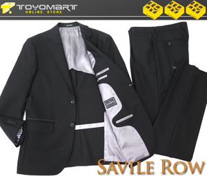 7069●Savile Row サビルロウ●新品 【JOHN CAVENDISH】 無地 プレミアムスタンダードスーツ　ブラック/A5