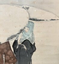 【真作】小寺稲泉 公僊『雪中美人』掛軸 紙本 肉筆 美人画 日本画 日本美術 森村宜稲に師事 名古屋の人_画像8