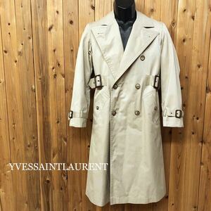 YSL◇YVESSAINTLAURENT◇イヴサンローラン メンズS トレンチコート ロングコート アウター ベージュ系 紳士 古着