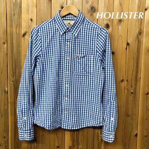 HOLLISTER /ホリスター /メンズS 長袖シャツ ボタンダウンシャツ チェックシャツ トップス ワンポイント 刺繍 胸ポケ アメカジ 古着