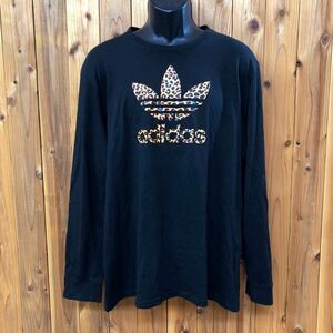 adidas / Adidas / men's 4XO long sleeve T shirt long T tops big Logo leopard print print to ref . il Logo casual sport wear 