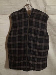  lady's pj45 BELLE MAISON bell mezzo nDAYS check pattern reversible f-ti- hood down vest LL gray / black 