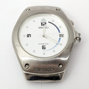 【829】SEIKO KINETIC 5M42-0E30 821598 自動巻き オートマ 腕時計 稼働 本体 メンズ シルバー グラデーション ビジネス ステンレス 