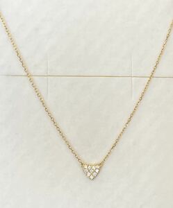  new goods regular goods AHKAH Ahkah necklace k18 750 Heart pave diamond 0.05ct box paper bag ribbon present Heart 