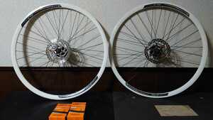 ALEXRIMS RACE 28 白 622x14 OLD:100mm/135mm ディスクブレーキ ローター Deore ハブ CONTI TUBE セット　