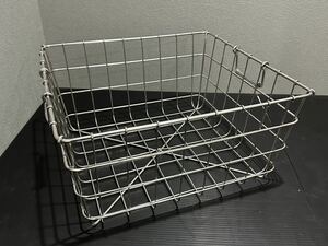 D(1101k2) 業務用 ステンレスかご 5個 まとめ　39×36×20cm 給食カゴ 食器カゴ 収納カゴ ワイヤーバスケット 学校 食堂 厨房