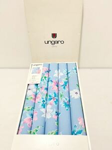 D(1128k13) 【未使用】　ungaro paris 座布団 カバー　55×59cm 5枚セット 綿100% ブルー系 花柄