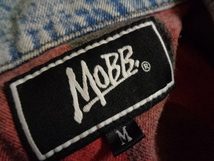 MOBB モブ デニム ジャケット ジーンズ Gジャン 裏チェック ワッペン ロゴ ケミカル _画像7