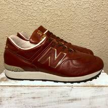 UK製【LIMITED EDITION】NEW BALANCE LM576UK TN BROWN×GOLD US9D 27cm オールレザー M576 イギリス製 英国製 ブラウン×ゴールド 茶/金_画像1