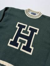 TOMMY HILFIGER トミーヒルフィガー Hロゴデザイン ウール リブライン ニットセーター _画像4