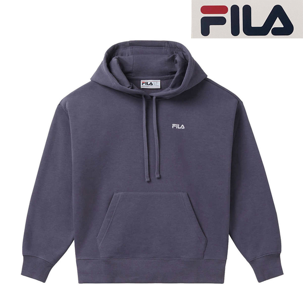 新品 S ★ FILA フィラ レディース スウェット パーカー 裏起毛 グレー パープル ロゴ刺繍 ワンポイント フーディ トレーナー フリース