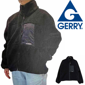 新品 XL ★ GERRY ジェリー レディース ボア ジャケット ブラック スタンドカラー 異素材 切替 アウター ハーフ ブルゾン フリース ロゴ 