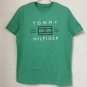 新品 M ★ TOMMY HILFIGER トミーヒルフィガー メンズ 半袖 ロゴ Tシャツ グリーン US-S ロゴ刺繍 ビッグロゴ レディース ユニセックスの画像1