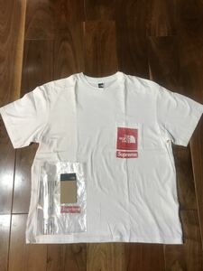 Supreme THE NORTH FACE printed pocket tee ノースフェイス　TNF white large 白赤L ポケT ポケットTシャツシュプリーム 23SS 