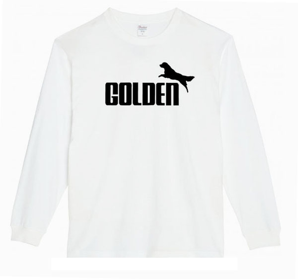 【白Mパロディ5.6oz】ゴールデンレトリーバー犬ロンT面白いおもしろTシャツうけるプレゼント長袖ロンT送料無料・新品人気