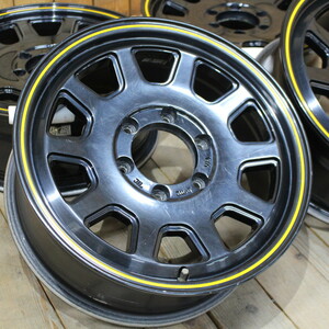 5zigen 5次元 KOMA 17インチ 7J+37 ブラック イエローライン 6穴 PCD139.7 アルミホイール 4本SET 200系 ハイエース 他