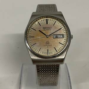 1円~【実動】セイコー SEIKO スーペリア 9983-8000 シルバー文字盤 デイデイト ラウンド メンズ腕時計 クォーツ 純正ベルト付き G131216