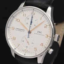 1円 稼働 良品 IWC AT/自動巻 IW371445 ポルトギーゼ クロノグラフ シルバー文字盤 メンズ腕時計 5228630NKG_画像1