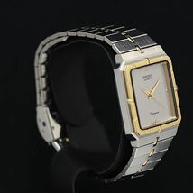 1円 稼動 良品 セイコー QZ 9531-5010 クロノス スクエア シルバー文字盤 メンズ腕時計 MTM 2000000_画像2