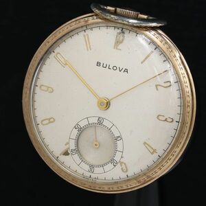 1円 稼働 ブローバ BULOVA 10K ROLLED GOLD PLATE NEW YORK 5512855 15石 12S 17AE 金文字金針 手巻き アンティーク 懐中時計 USD 0583000