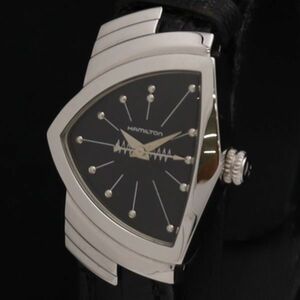 1円 稼動 良品 ハミルトン ベンチュラ H242111 QZ 黒文字盤 レディース腕時計 MTM 0090200
