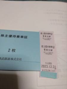 東武鉄道　株主優待乗車証　2枚　2023年12月31日まで　送料無料