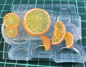 【両面　オレンジ　レモン】柑橘類、シリコンモールド、型、ドールハウス、ミニチュアフード、即決